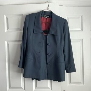 Gray Blue Skirt Suit Set